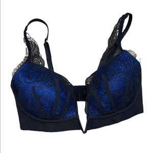 ROYAL BLUE LA PERLA Bra with Black Lace Details!